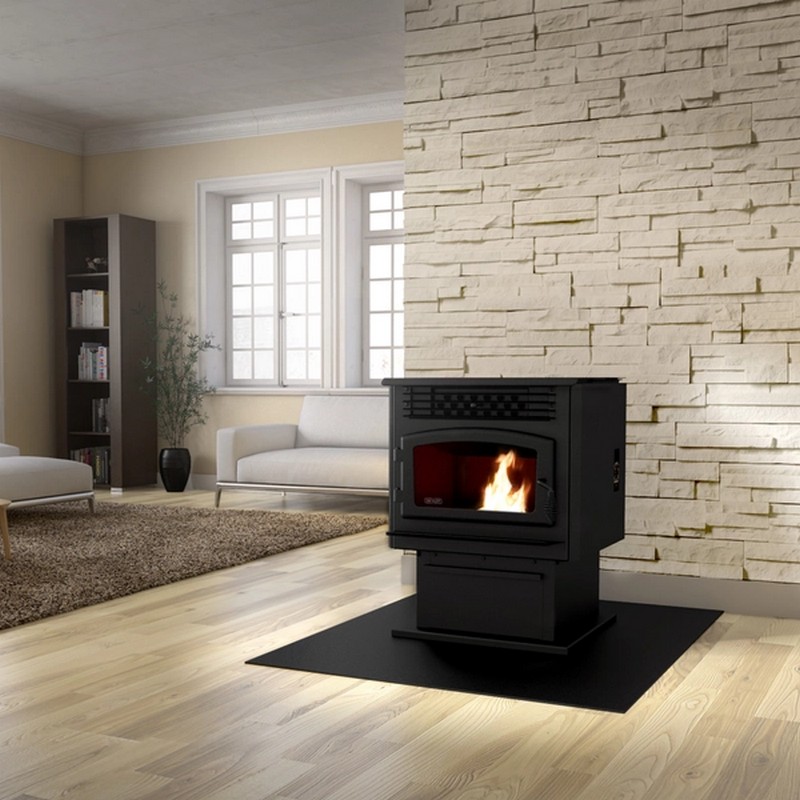 Drolet ECO-55 Pellet Stove with Basement Vent Kit - Heats 2000 Sq Ft - DP00070KVB
