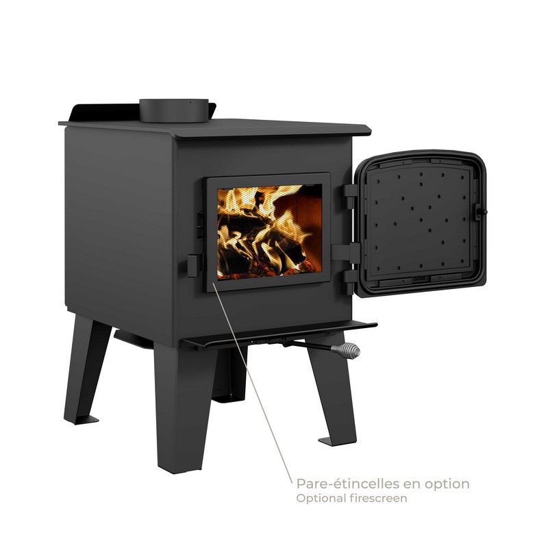 Drolet Fox Small Wood Burning Stove - Heats Up To 1200 Square Feet