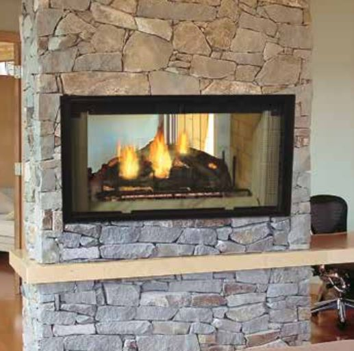 Majestic 48 Inch See-Thru Radiant Wood Burning Fireplace - Designer Series