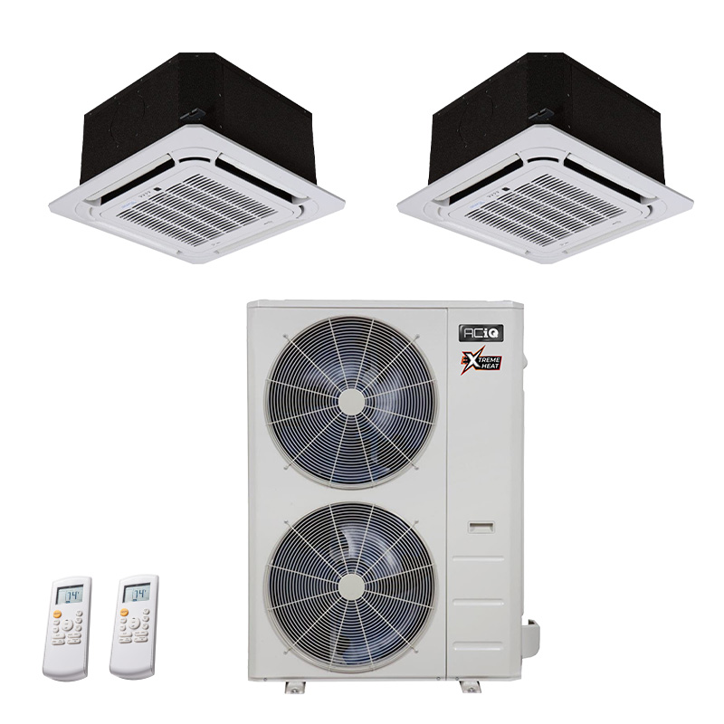 Mini Split Condenser Risers 36,000 BTU 23.9 SEER2 ACiQ 2-Zone Ceiling Cassette Mini Split System ...