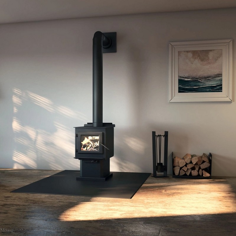 Englander Blue Ridge 100 Wood Stove with Black Door & Pedestal - Heats 1,200 Sq Ft - ESW0001