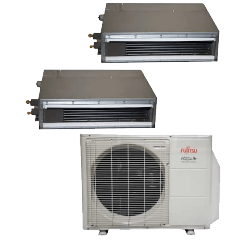 Fujitsu 36,000 BTU 18 SEER Dual Zone Heat Pump System 12+24 - Concealed ...