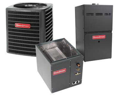 Goodman 2 Ton 14 SEER 80% AFUE 80,000 BTU Gas Furnace and Heat Pump System  - Downflow - GSZ140241 / CAPF3636B6 / GCEC800804BX | HVACDirect.com