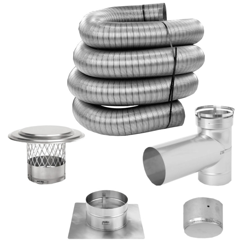 Homesaver 8Inch 304 Stainless Steel Chimney Liner Kit For Freestanding