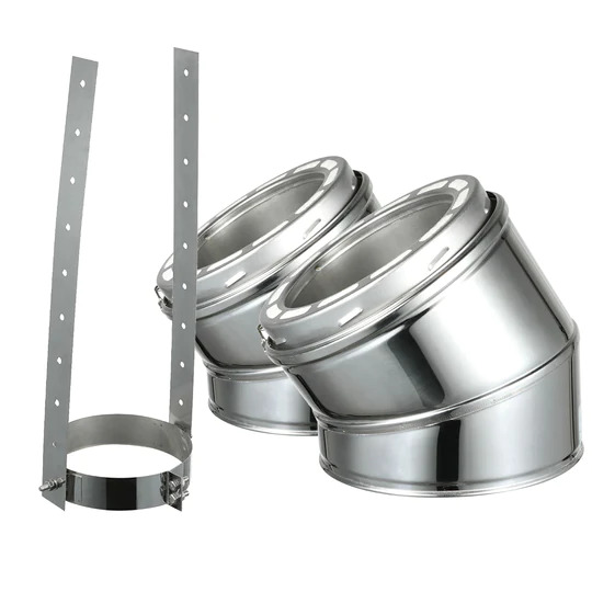 AllFuel HST 15 Degree Elbow Kit for 8-Inch Inner Diameter Chimney Pipe