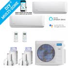DIY 27,000 BTU Ductless Heat Pump 2 Zone Wall Mounted 18,000+12,000 with 16FT Install Kit 230-Volt/60Hz