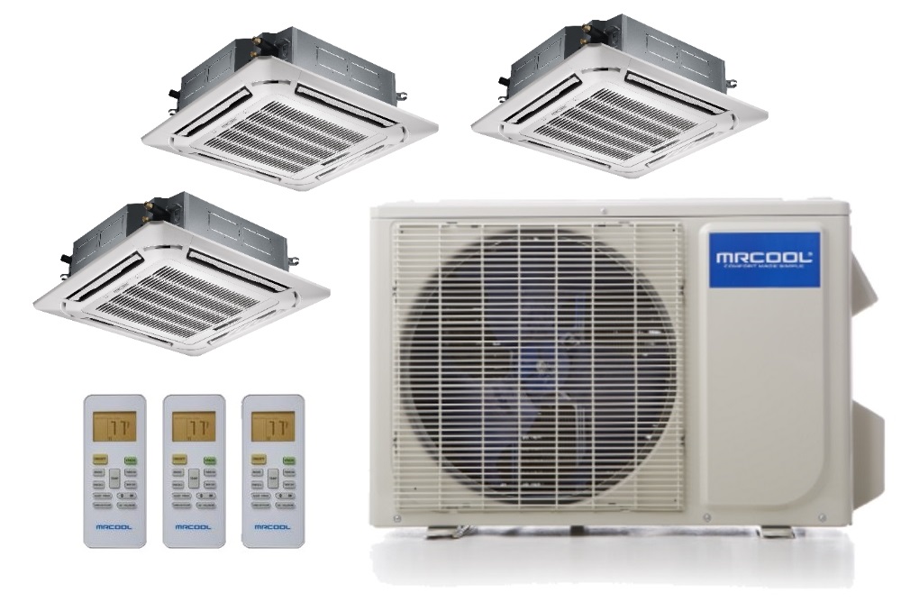 Mini Split Condenser Risers MRCOOL Olympus 36,000 BTU Ducted Heat Pump Split System Tri Zone ...