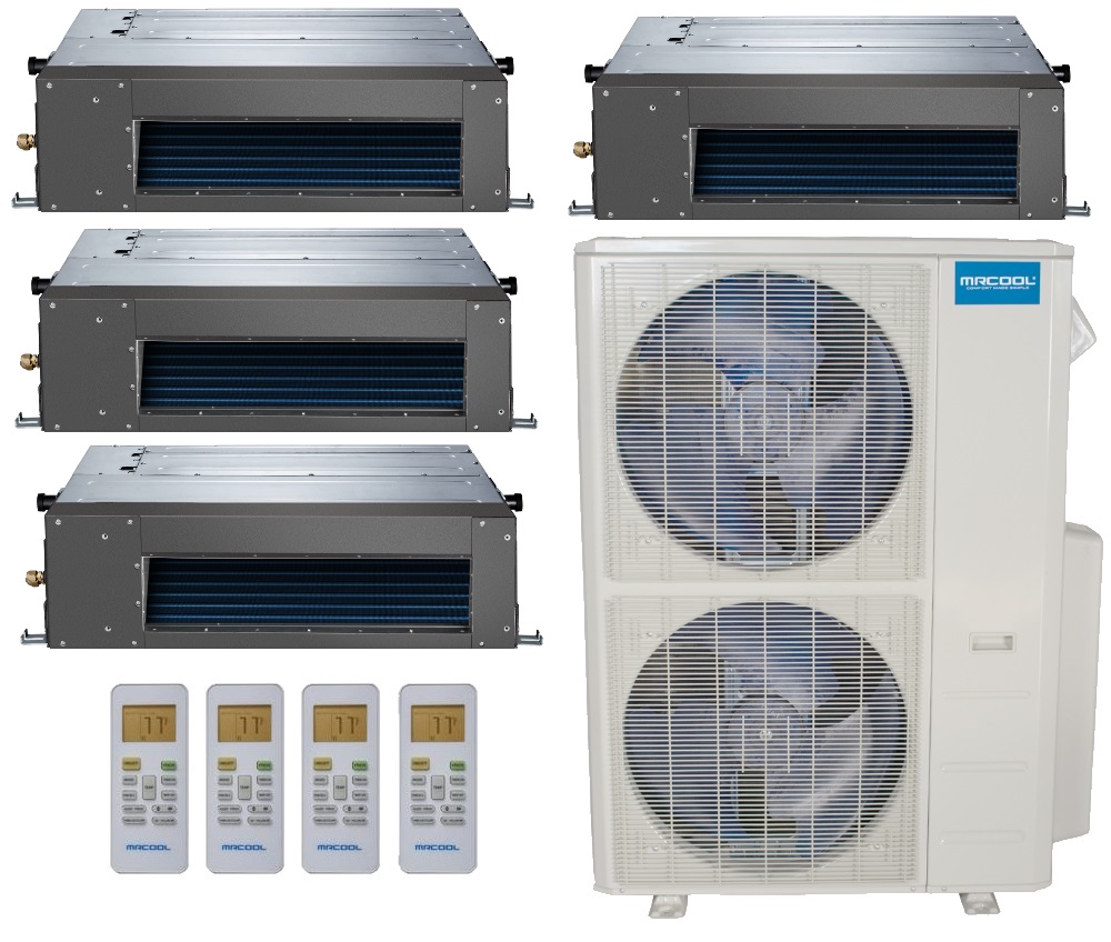 MRCOOL Olympus 48,000 BTU Ducted Heat Pump Split System Quad Zone Concealed  Duct 9 + 9 + 9 + 18 - MULTI5-48HP230V1 / 3-DUCT09HP / DUCT18HP |  HVACDirect.com