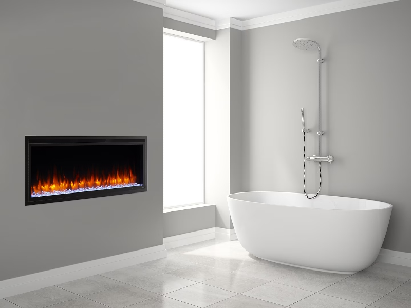 50-Inch Allusion Platinum recessed linear electric fireplace - SF-ALLP50-BK