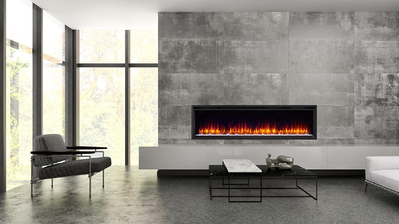 72-Inch Allusion Platinum recessed linear electric fireplace - SF-ALLP72-BK
