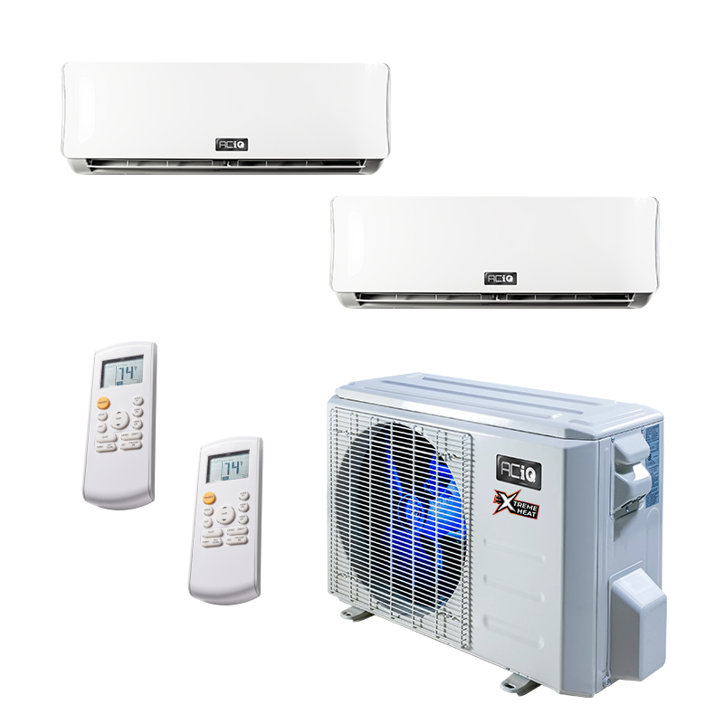 Mini Split Condenser Risers 18,000 BTU 22.9 SEER2 ACiQ 2-Zone Wall Mounted Mini Split System w ...