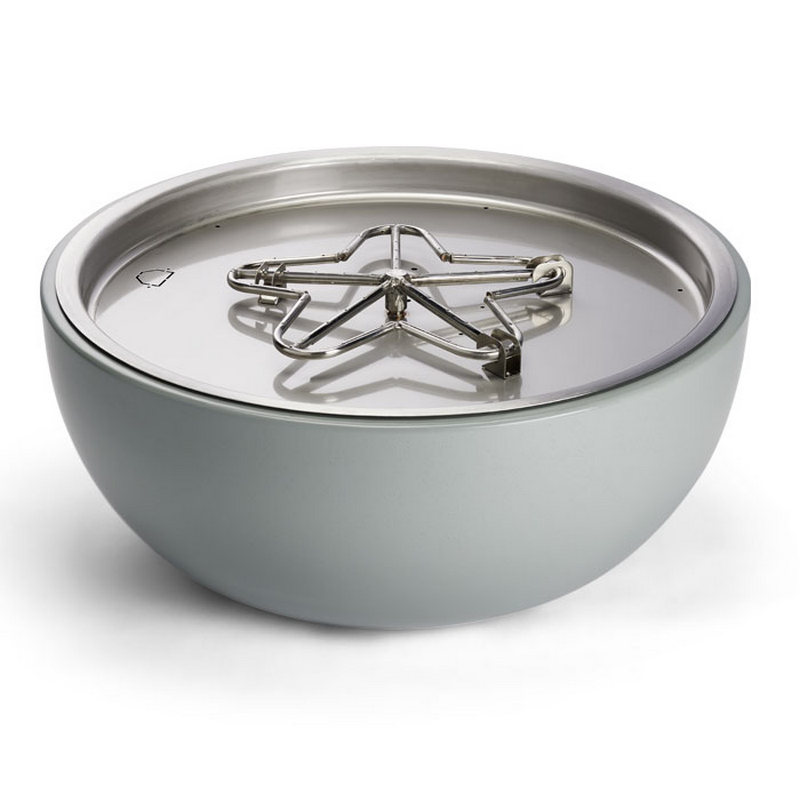 HPC 35" Round Aluminum Gas Fire Bowl with Electronic HI/LO Ignition for 120V in Gray for Natural Gas with Standard Burner - STONE30EI-HI/LO-NG/120VAC