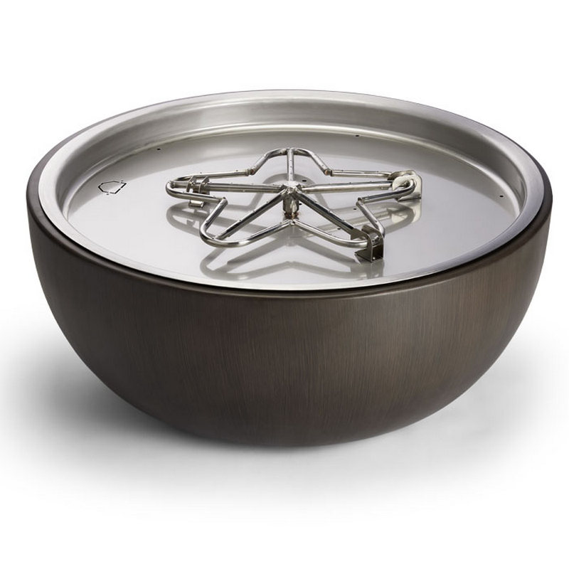 HPC 35" Round Aluminum Gas Fire Bowl with Match Light Ignition in Bronze for Natural Gas with Standard Burner - WALNUT30MLFPK-NG
