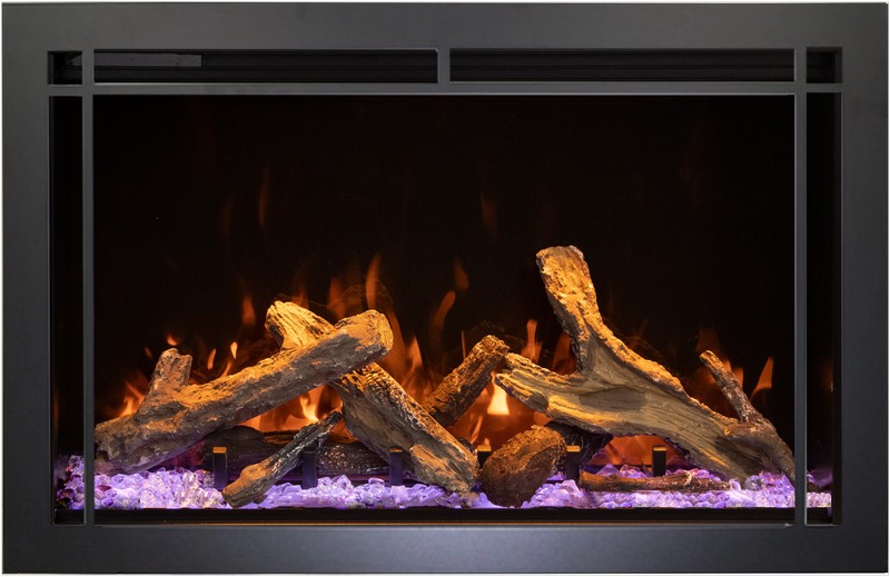 Amantii Lumina 26" Smart Electric Fireplace – WiFi, Remote, Multi-Flame, Glass & Log Set