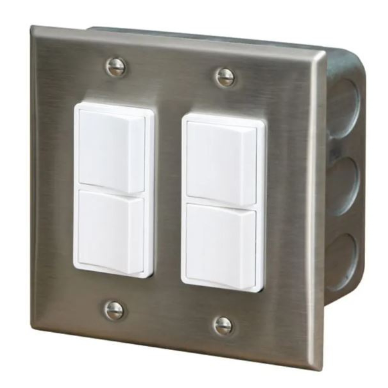 Infratech Dual Duplex Switch with Stainless Cover In-Wall Box - 20A Max - 14 4305