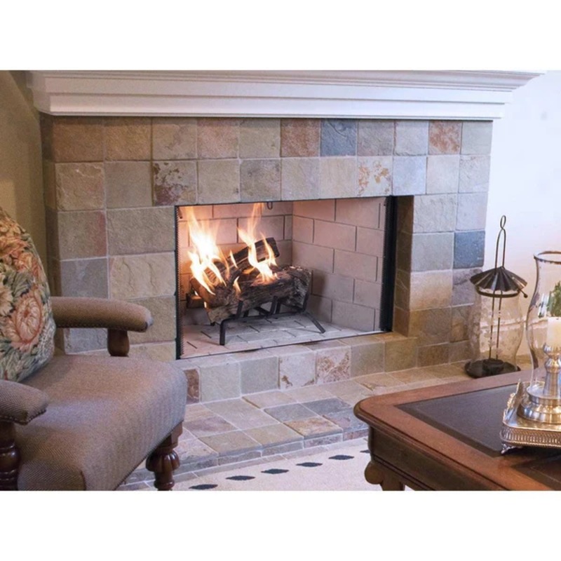 43-Inch Wood Burning Fireplace - Grey Stacked Interior