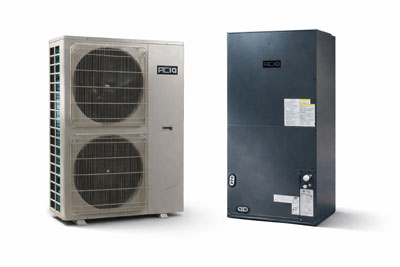 ACiQ Essentials R32 central heat pump split system with outdoor condenser and indoor air handler