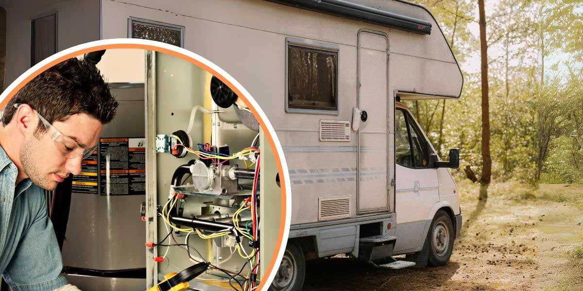 Man repairing an electric furnace in a mobile home Repairing and Installing an Electric Furnace in a Mobile Home