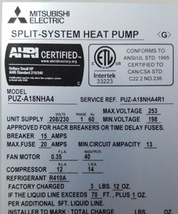 Mini Split Sizing Guide - Mini Split Data Sticker Close