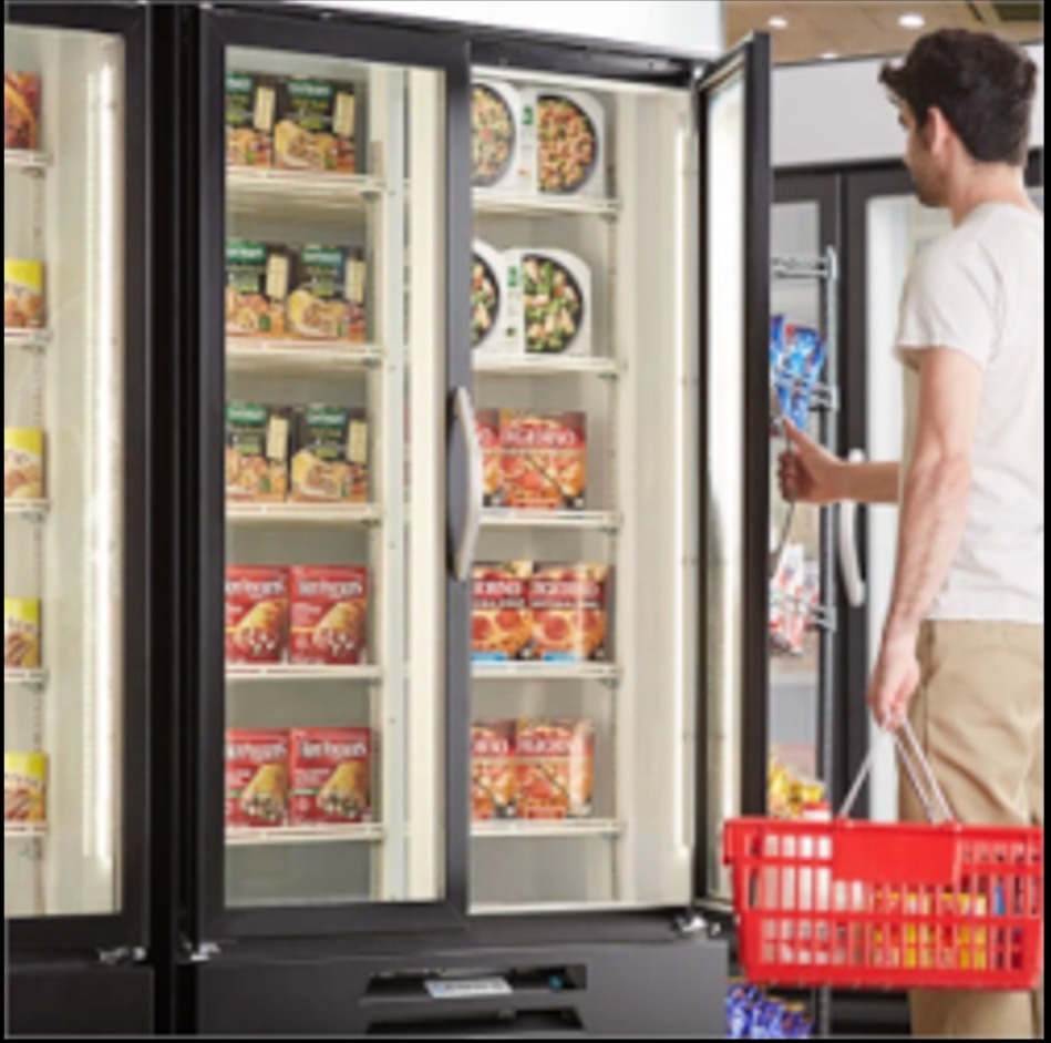 Commercial refrigeration merchandisers for beverage and food display