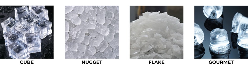 Cube, Nugget, Flake, and Gourmet ice cubes