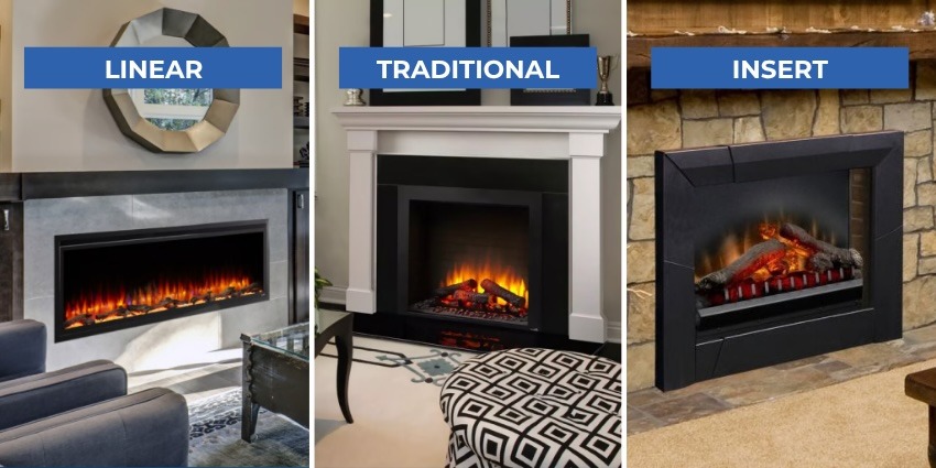 Different electric fireplace styles and designs - 2025 electric fireplace buying guide