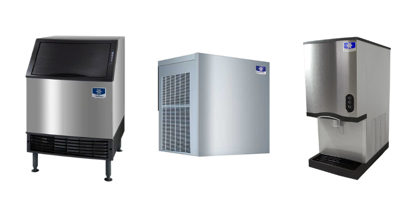 Undercounter, modular, and countertop commercial ice machines side-by-side for installation comparison