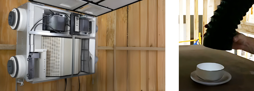 energy recovery ventilator (ERV) installation images - mounted on wall - duct connections