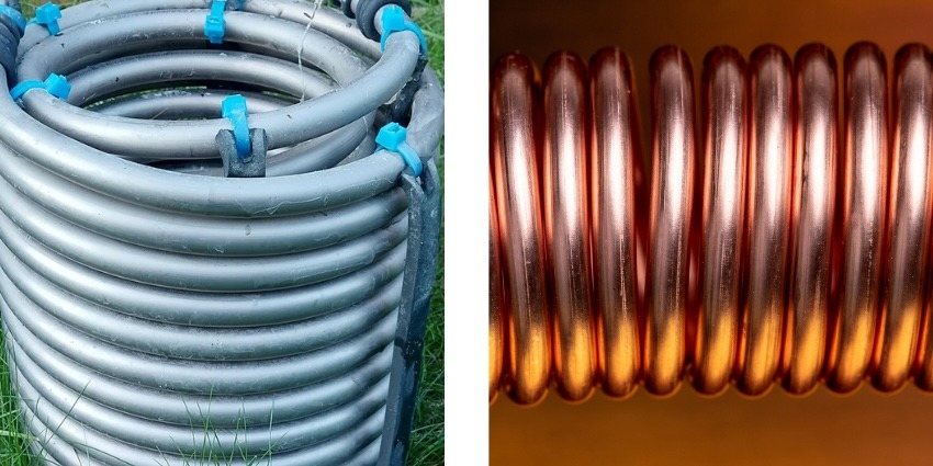 Comparison of corrosion-resistant titanium coil and heat-conductive copper coil
