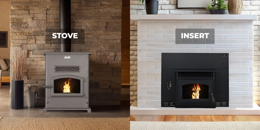 Comparison of wood pellet stove versus pellet insert for home heating