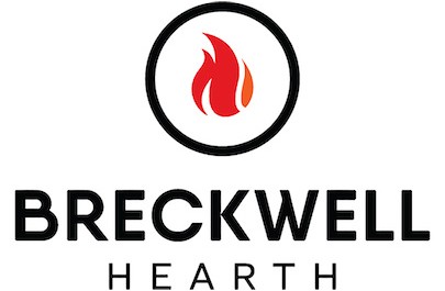 Breckwell Hearth logo with flame icon representing Breckwell stoves and fireplaces brand