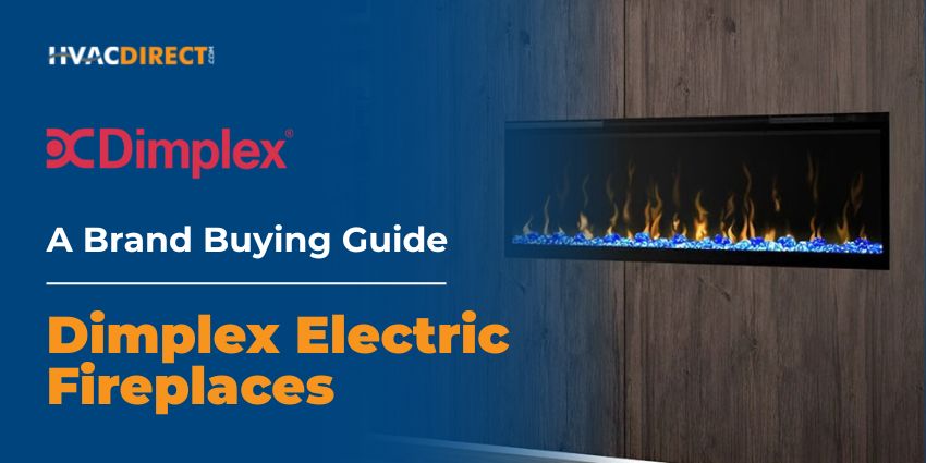 Modern Dimplex linear electric fireplace with blue ember bed featured in a Dimplex brand buying guide