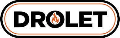 Drolet wood stove brand logo with flame icon