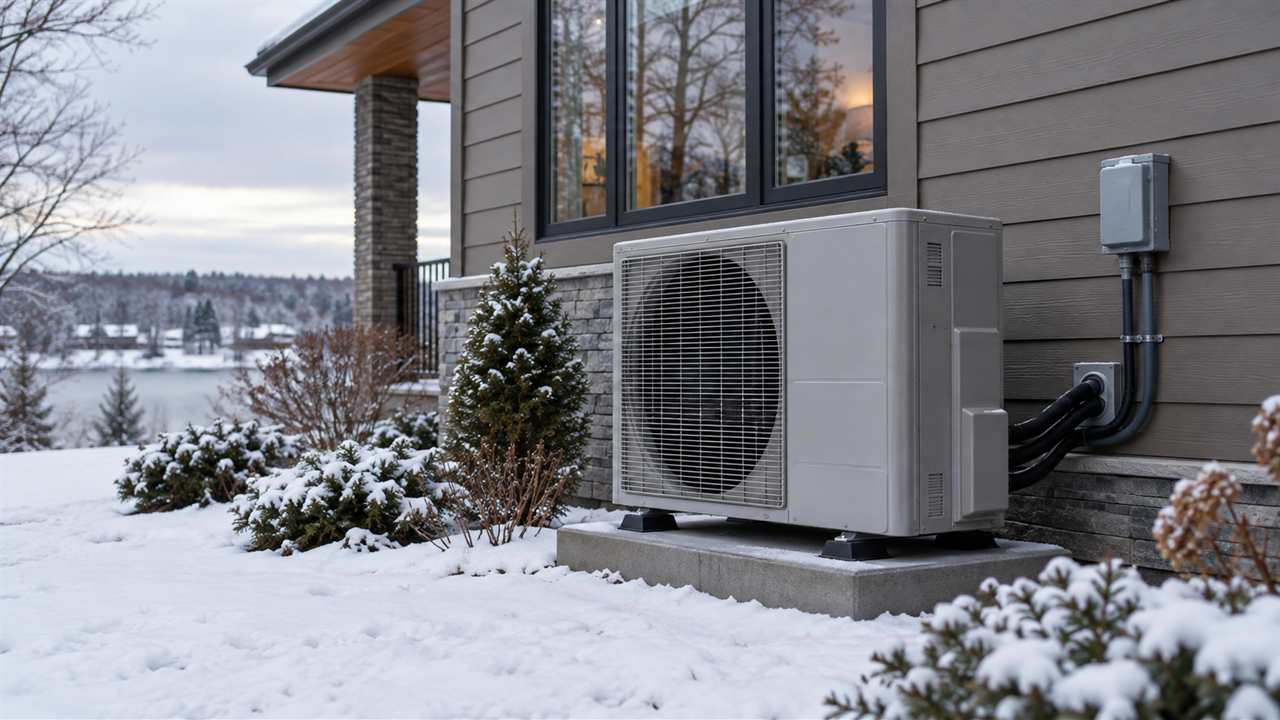 Residential heat pump operating in winter weather