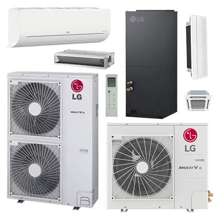 LG mini split system with indoor air handlers outdoor condenser and multi zone HVAC equipment