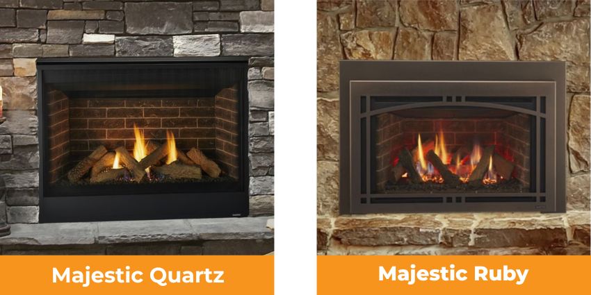 Majestic Quartz and Ruby fireplace inserts designed for upgrading existing masonry fireplaces with efficient gas heating