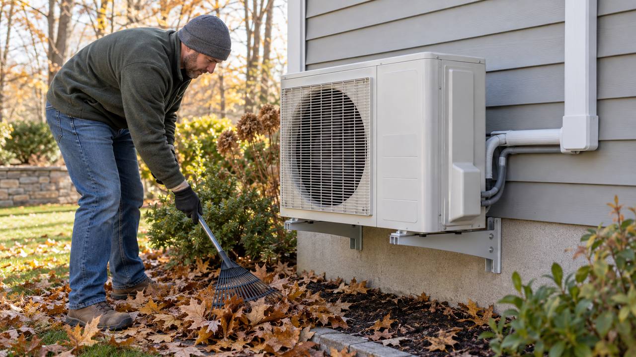 Mini-split winter maintenance Outdoor mini-split unit with space for winter airflow