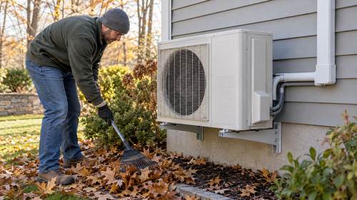 Mini-split winter maintenance Outdoor mini-split unit with space for winter airflow